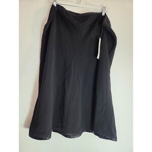 NWT Kate Hill Women Black Silk Tulle A-Line Knee Length Ruffle Hem Skirt sz 22W